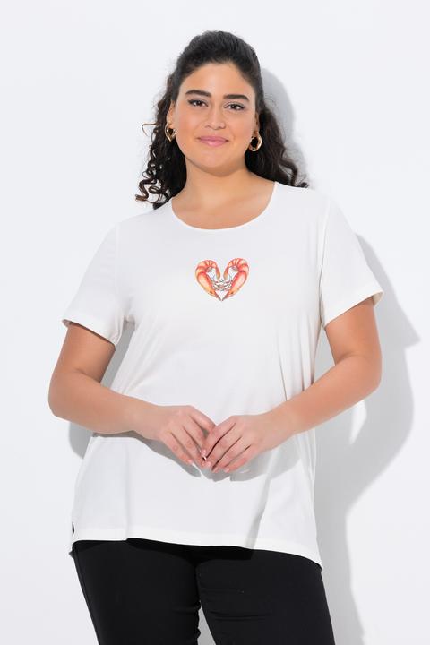 Image du produit Ulla Popken T-shirt, motif crevettes, coupe classique, col rond, manches courtes (46, 48)