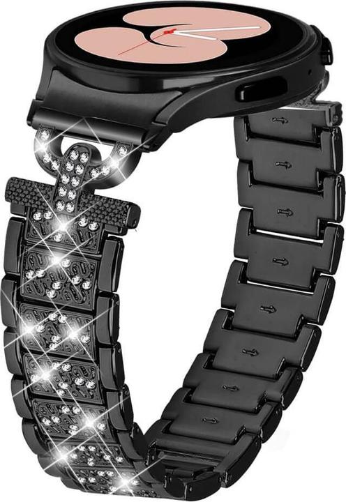 Produktbild Cover-Discount Edelstahl Armband mit Strass 20mm schwarz (20 mm, Edelstahl)
