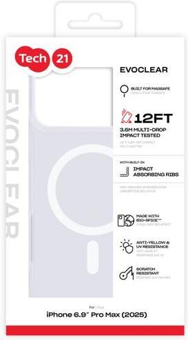 Image du produit tech21 EvoClear Case MagSafe for iPhone 17 Pro Max Clear (Apple iPhone 17 Pro Max)