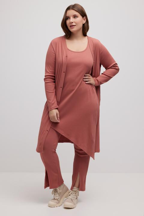 Immagine prodotto Ulla Popken Top smanicato di cotone biologico con orlo a punte e scollo rotondo (50, 52)