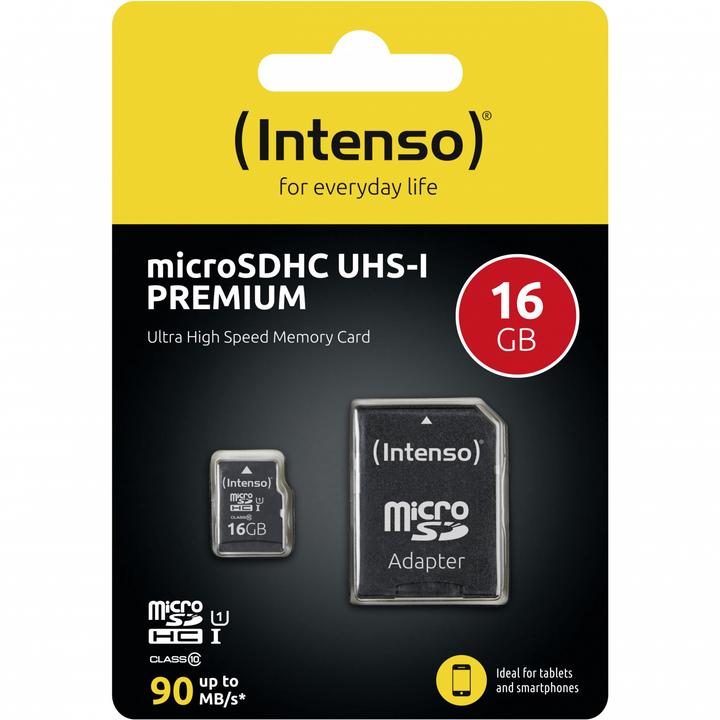 Image du produit Intenso UHS-I Premium (16 Go, microSDHC, U1, UHS-I)