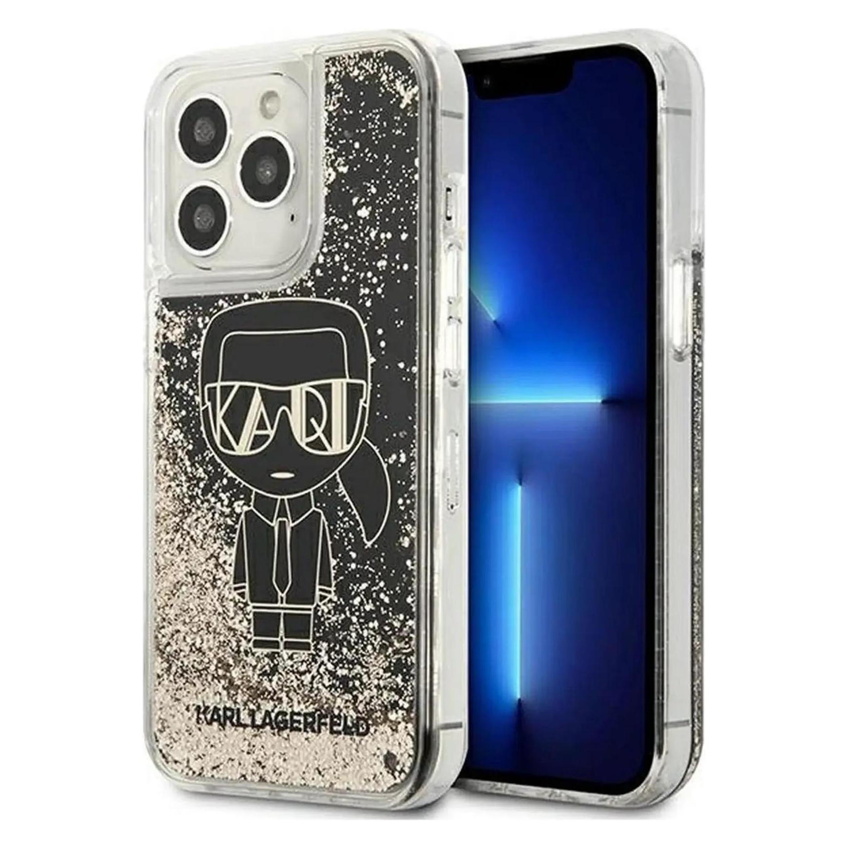 Karl Lagerfeld Liquid Glitter Gatsby Case (Apple IPhone 13 Pro), Smartphone Hülle, Schwarz