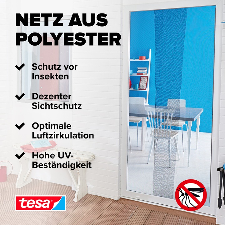 Image du produit tesa Moustiquaire STANDARD pour fenêtre, avec bande Velcro, sans perçage (120 x 220 cm)