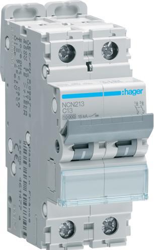 Produktbild Hager HAG NCN213 LS-Schalter 2P 10kA C-13A 2M