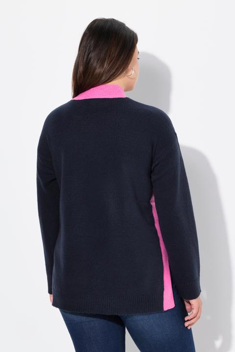 Produktbild Ulla Popken Pullover, Farbkontrast, Stehkragen, Langarm (58)