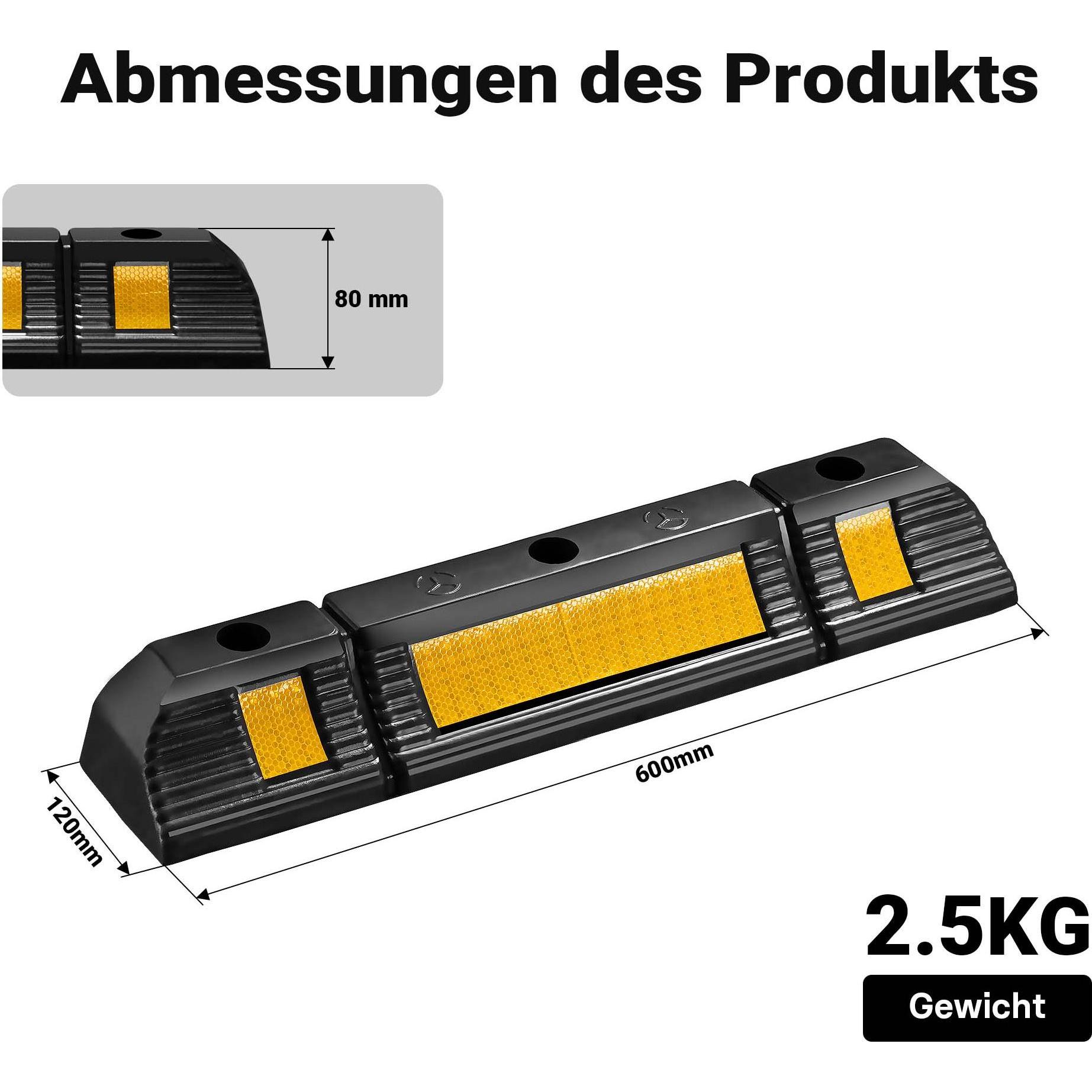 Thumbnail - Wiltec, Garagenausstattung, Radstopper 60x12x8cm 2x Einparkhilfe Gummi Anfahrschutz Parkhilfe Garage