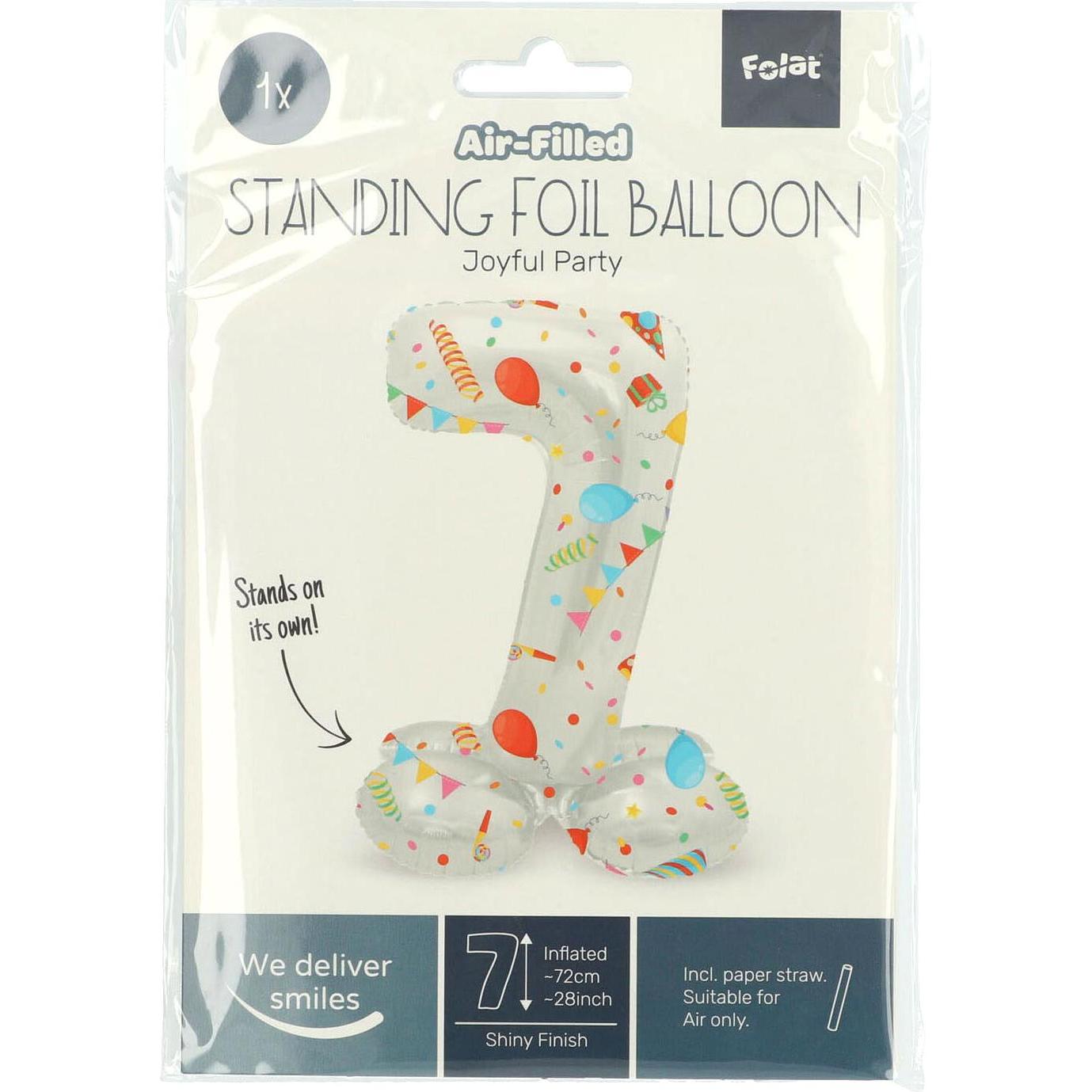 Thumbnail - Folat Stehender Folienballon Joyful Party Nummer 7 -72cm