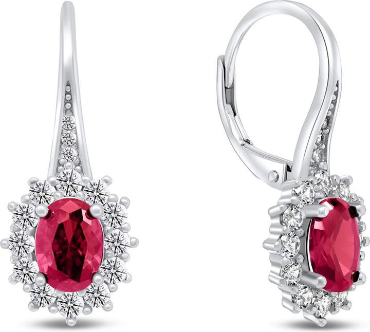 Image du produit Brilio Silver - Luxury silver earrings with fuchsia zircons EA309WR