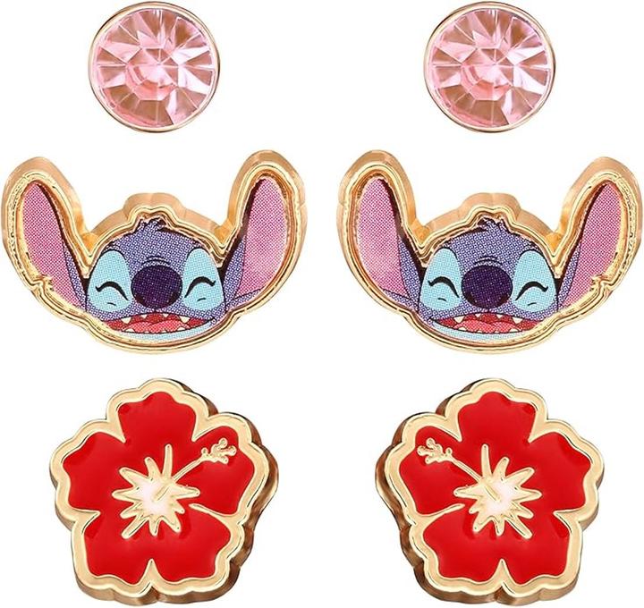 NoName STITCH - Set de 3 Paires de Clous d'Oreilles (Metall)