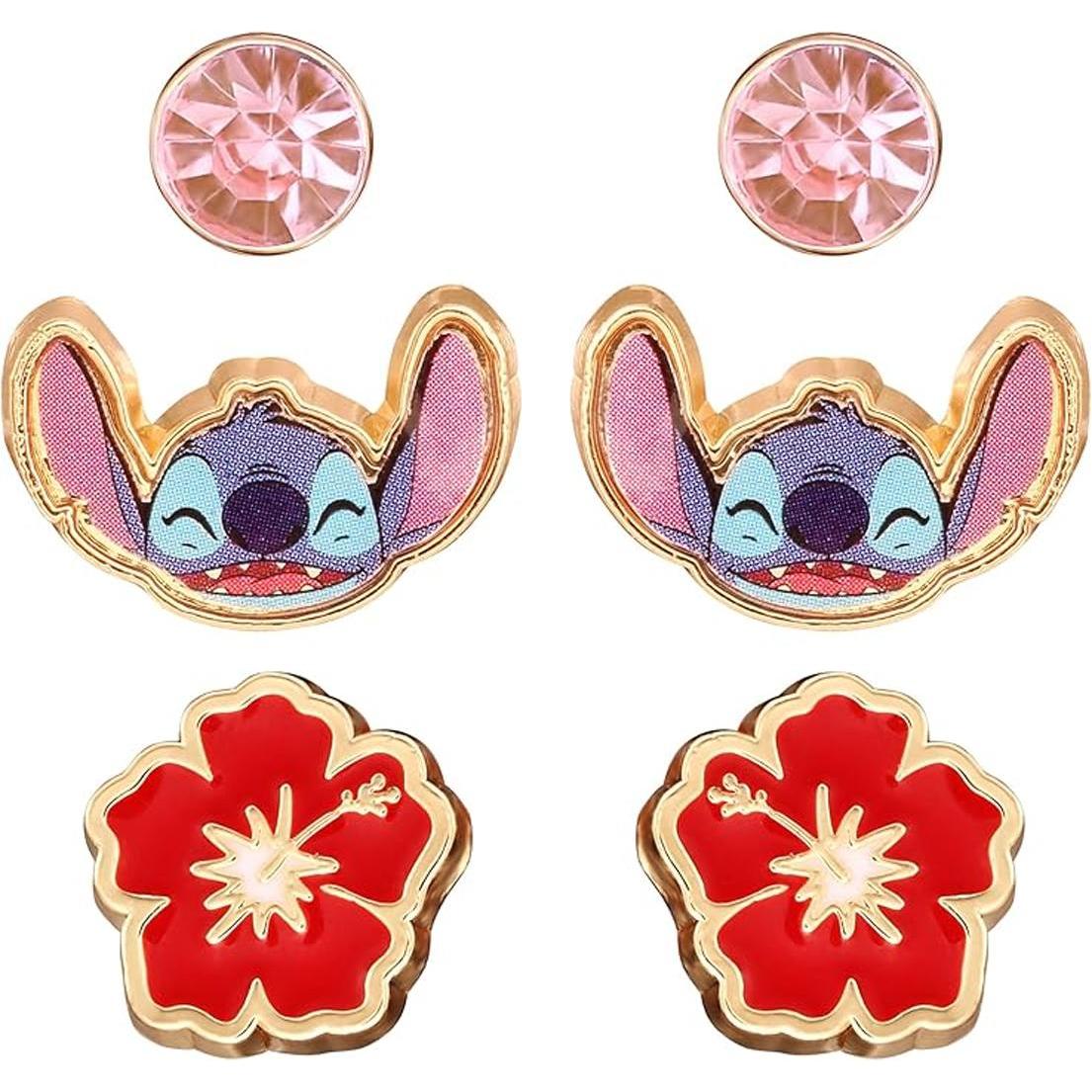 NoName, Ohrringe, STITCH - Set de 3 Paires de Clous d'Oreilles, (Metall)