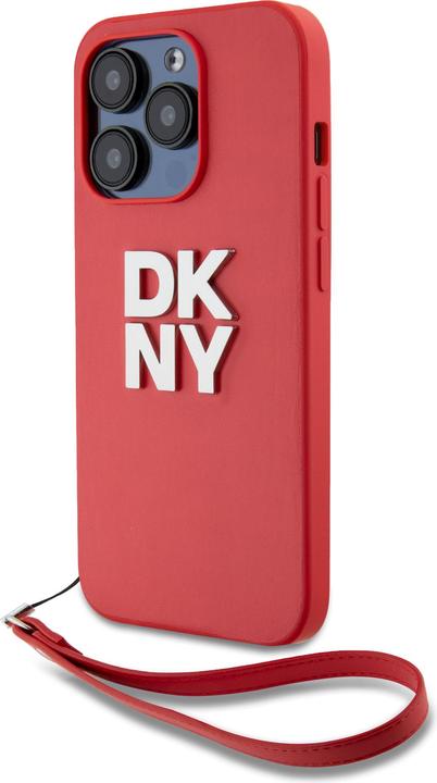 Produktbild DKNY PU Leather Stack Logo Wrist Strap Case for iPhone 14 Pro Red (Apple iPhone 14 Pro)