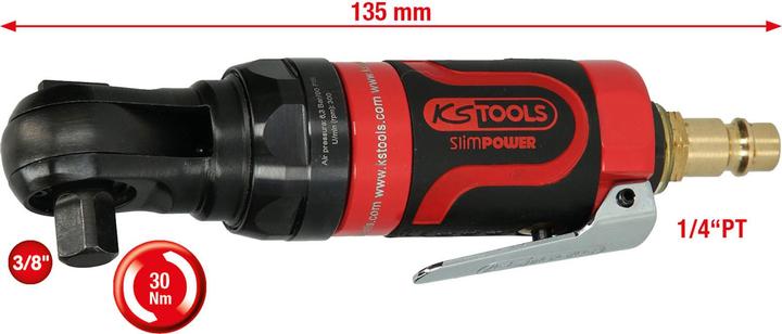 Productafbeelding KS Tools SlimPOWER mini luchtratel, max. 6,3 bar (90 psi), 3/8". (3/8")