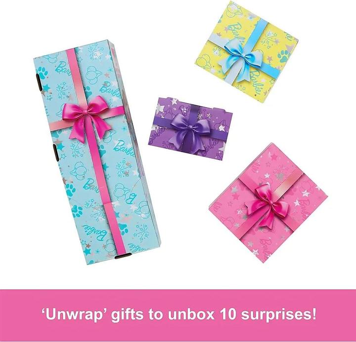 Produktbild Barbie Party Unboxed Haustier Geburtstag Serie - blaues Kleid