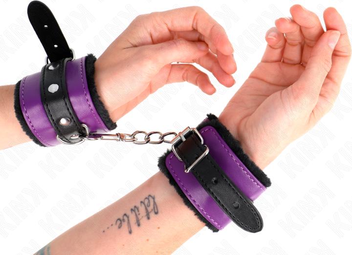 Image du produit Kink Gants En Pelece Noir Avec Lilas / Boucles Noires Reglables 17