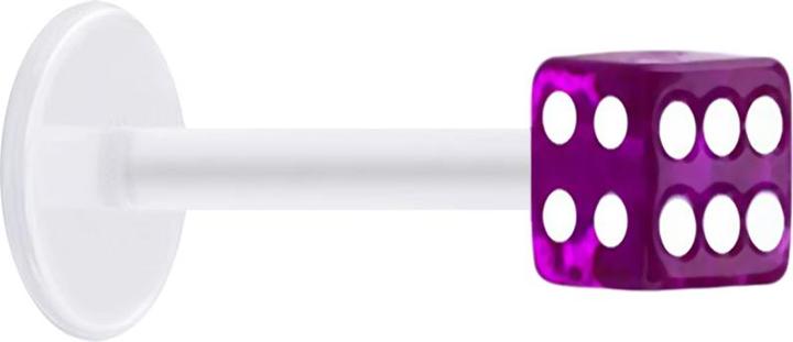 Image du produit Star Piercing Micro Labret transparent avec cube violet transparent (sans laiton, Matières plastiques)