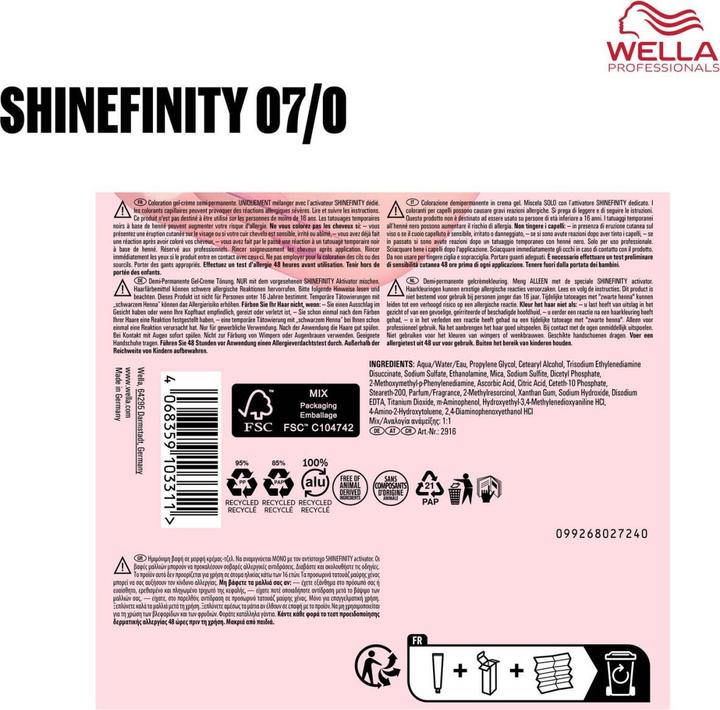 Image du produit Wella Shinefinity 07/0 Natural Oatmilk - 60ml (07, 0 Oatmilk naturel)