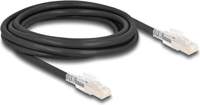 Actual product image Delock RJ45 network cable Cat.6A S/FTP with Secure Clips Set 3 m black (S/FTP, CAT6a, 3 m)