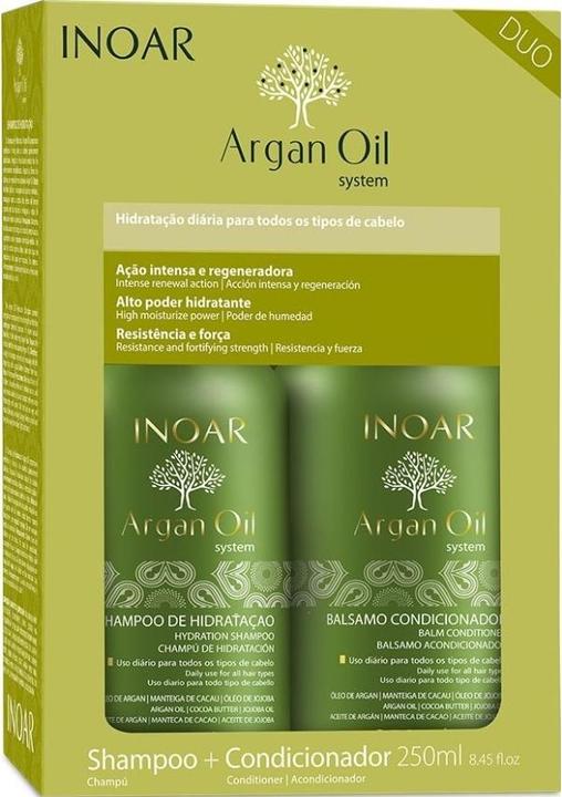 Nährwerte und Zutaten Inoar Argan Oil Shampoo and Conditioner for Stressed Hair Types 8.5 Ounces 250 Milliliters (250 ml, Flüssiges Shampoo)