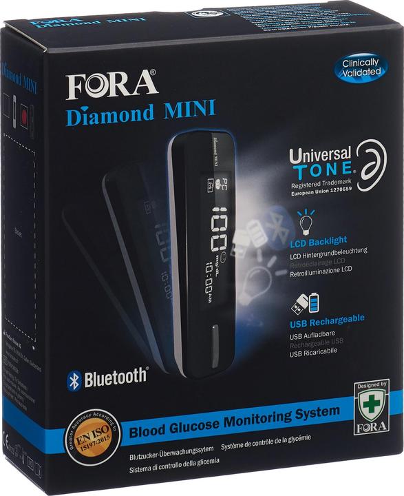Image du produit Fora Diamond MINI lecteur de glycémie Bluetooth mmol/L pour iPhone, Android