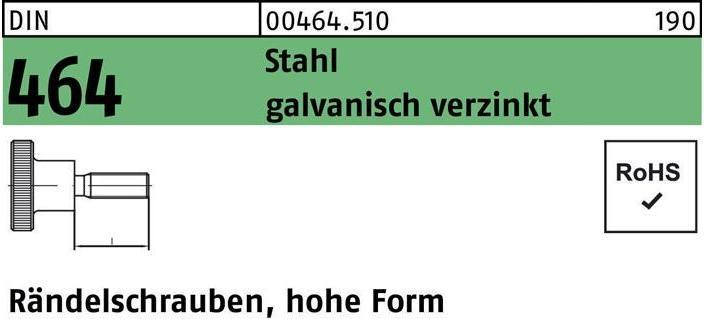 Image du produit Vis à tête moletée DIN 464 forme haute M 8 x 12 acier électro-galvanisé acier (25 Vis par pièce)