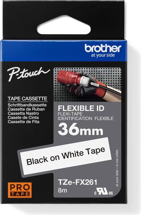 Actual product image Brother Flexitape lamin. black/white TZe-FX261 to PT-550 (3.60 cm, Black, White)