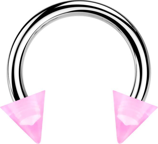Actual product image Star Piercing Micro Circular Barbell silber mit zwei Cones hellpink transparent (Plastic, without brass, Surgical steel 316L)