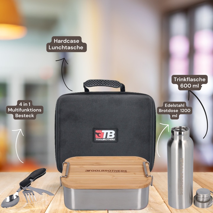 Produktbild Tool Brothers Toolbrothers Fan Lunchpaket in Hardcase Tragetasche Lunchtasche Wasserdicht mit Edelstahl Brotdose