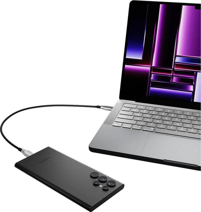 Productafbeelding Cygnett Gepantserde USB-C naar USB-C (USB 2.0) kabel, zwart, 3 m (3 m, USB 2.0)