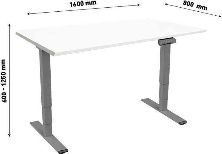 Actual product image Contini Height-adjustable office desk (160 x 80 x 130 cm)