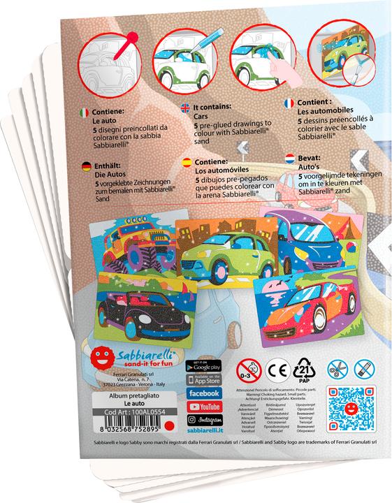 Actual product image Sabbiarelli Sand-it for Fun album Cars, 5 motifs (15 x 20 cm)
