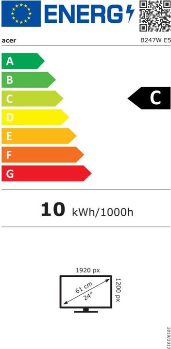 Energie-Label Acer TFT Vero B247WE5bmiprzx 61 cm 24"/1920x1200/VGA/HDMI/DP/USB/H?V (1920 x 1200 Pixel, 24")