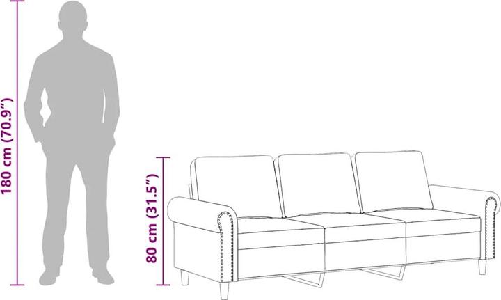 Produktbild vidaXL 3-Sitzer-Sofa 180 cm Samt (3-Sitzer)