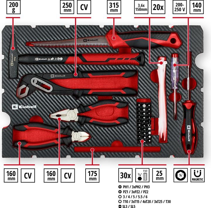 Actual product image Einhell Werkzeugkoffer 78-tlg. E-Case Renovierung (78 pieces)
