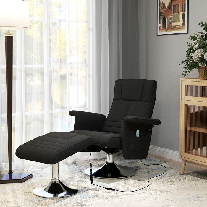 Actual product image Swisshandel24 Massagesessel mit Fusshocker, elektrischer Relaxsessel mit Liegefunktion Schwarz