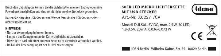 Produktbild Idena Lichterkette 50 Micro LED ww USB (2.75 m)