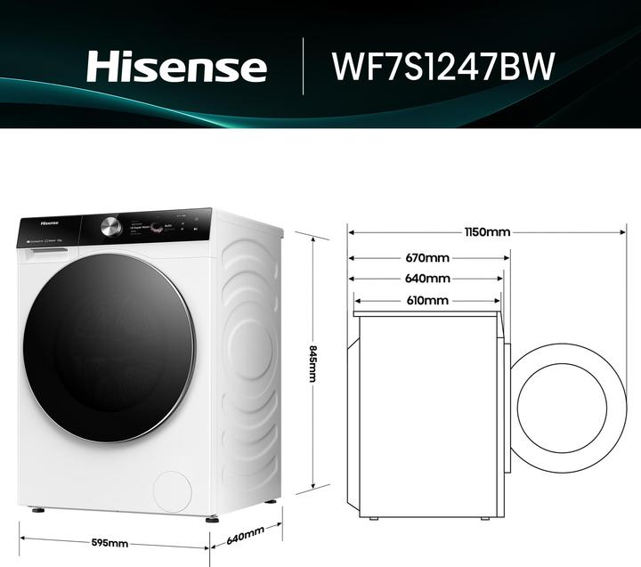 Produktbild Hisense WF7S1247BW (12 kg, Links)