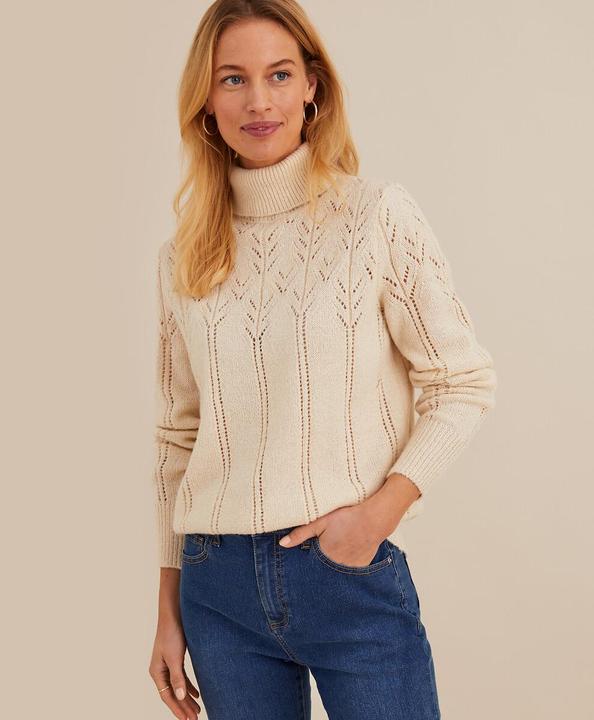 Produktbild Anne Weyburn Rollkragenpullover aus Feinstrick mit Ajourmuster (42)