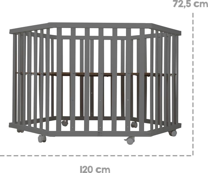 Produktbild Roba Laufgitter 6-eckig Greyish gesteppt (118.50 cm, 103.50 cm, MDF)
