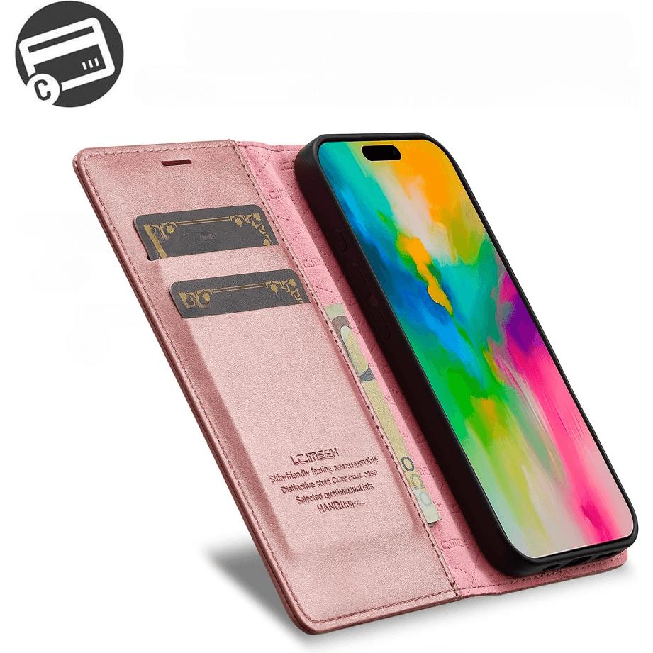 Thumbnail - LC.Imeeke iPhone 16 Plus - Flip Case Vintage (Apple iPhone 16 Plus), Smartphone Hülle, Rosa