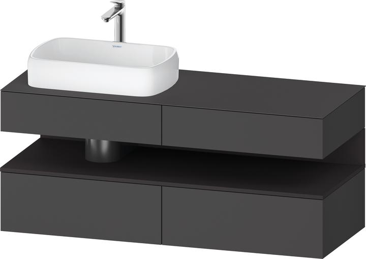 Duravit Qatego Konsolenwaschtischunterbau, 2 Auszüge, 2 Schubkästen, Ausschnitt links, 1400x550x60