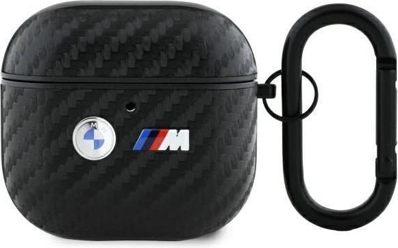 BMW Etui Carbon Double Metal Logo na AirPods 4 - czarne (Kopfhörer Hülle)