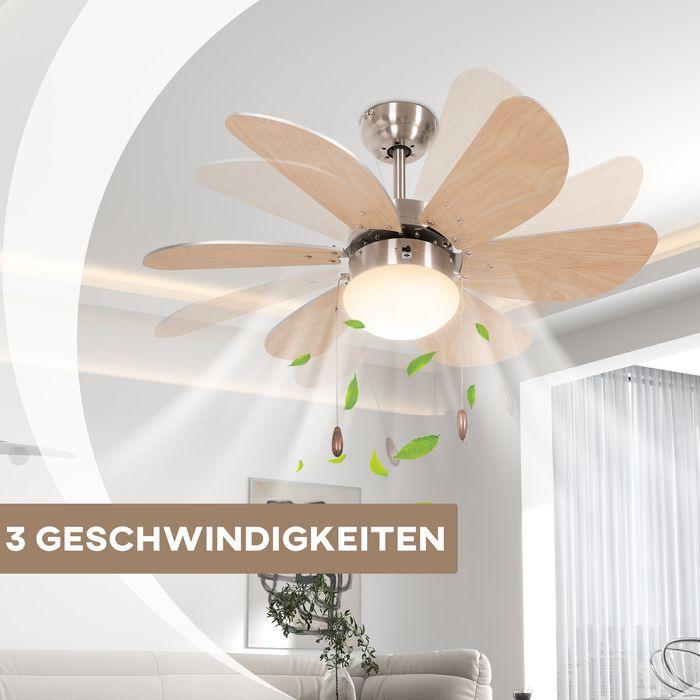 Produktbild Swisshandel24 Deckenventilator, LED Beleuchtung 16W Deckenlampe mit Ventilator, 6 umkehrbare Flügel, für Wohnzimme (42 dB)