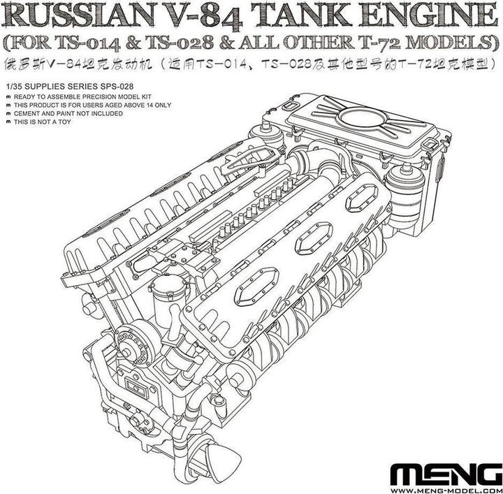 Produktbild Meng-Model Russian V-84 Engine (for TS-014 & TS-028 & all other T-72 Models)
