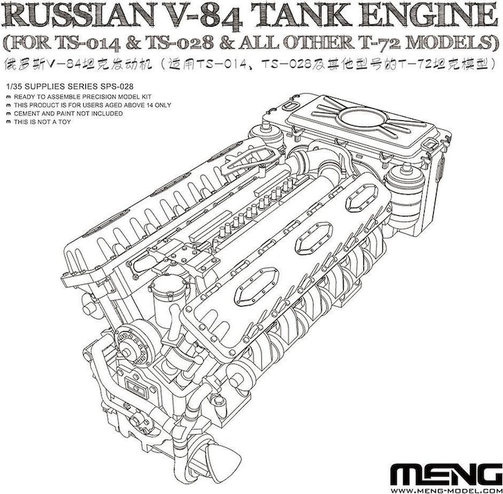 Meng-Model Russian V-84 Engine (for TS-014 & TS-028 & all other T-72 Models)