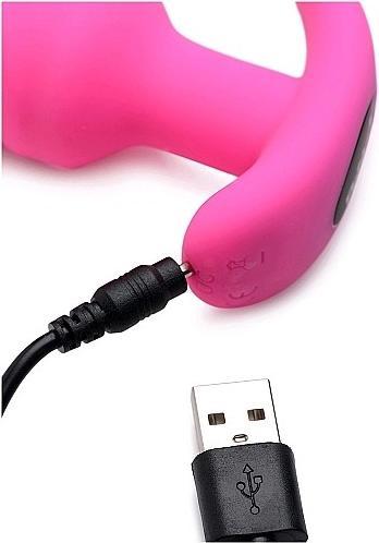 Actual product image XR Brands 21X Vibrating Silicone Swirl Butt Plug with Remotel