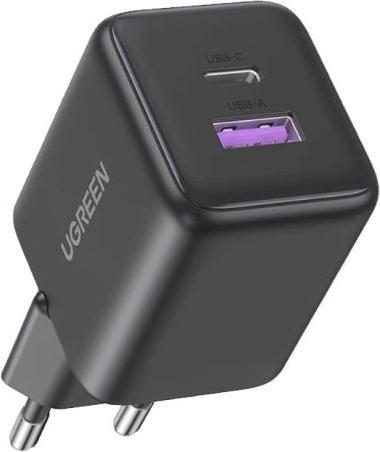 Actual product image Ugreen - Wall Charger X516 (55539) - USB, Type-C, GaN Fast Charger, 30W, QC3.0 - Grey (30 W, 2 ports)
