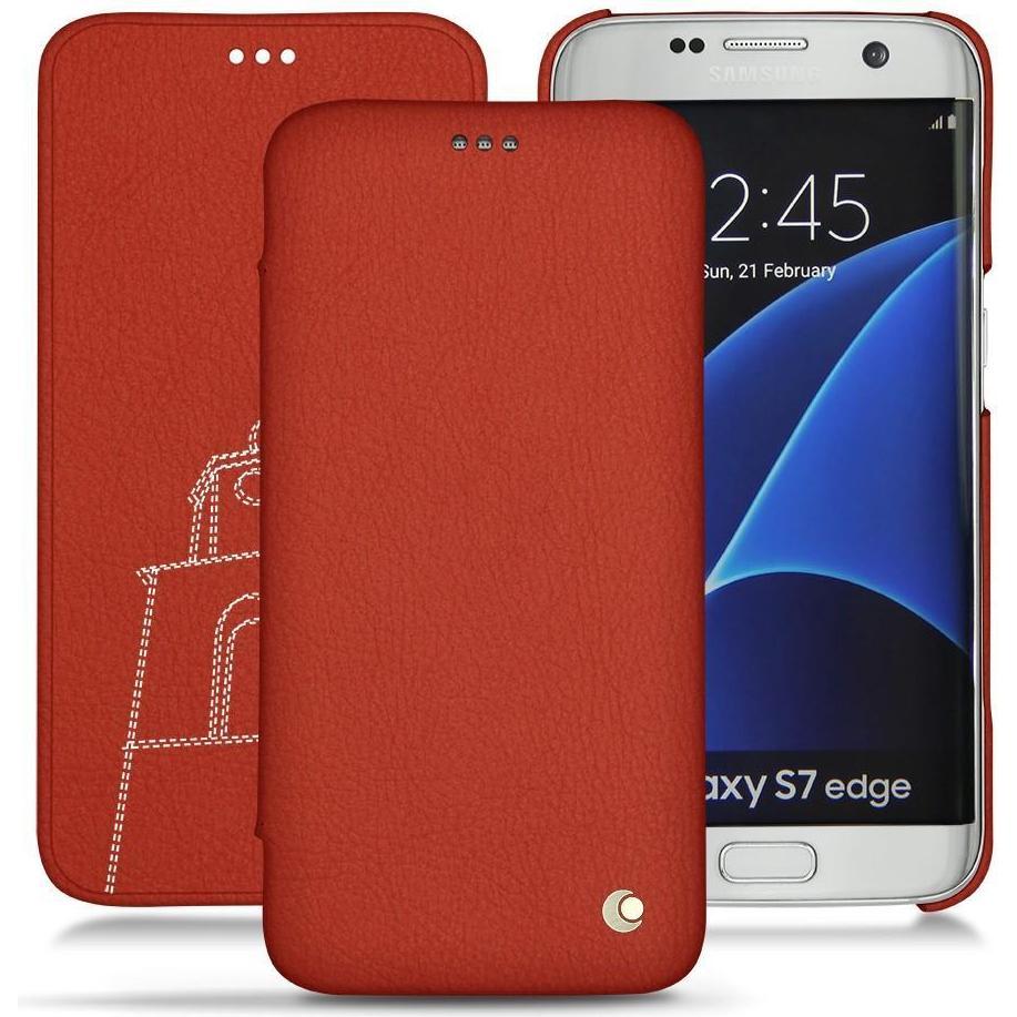 Noreve Lederschutzhülle horizontal (Samsung Galaxy S7 Edge), Smartphone Hülle, Orange