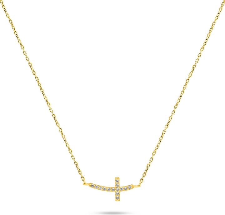 Produktbild Brilio Silver - Gold-plated cross necklace with zircons NCL57Y (925 Sterling Silber)