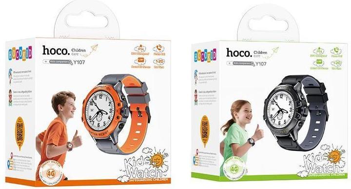 Actual product image Hoco Tablet accessories Smartwatch for kids 1,28" 4G GPS with call function Y107 black (4G)