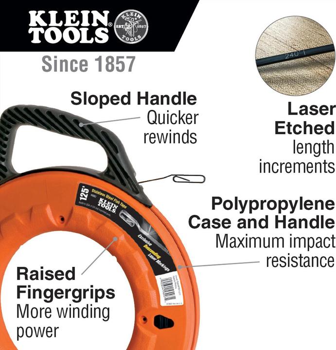 Actual product image Klein Tools 56002 Steel drawing tape 3.2 mm width (20 m)